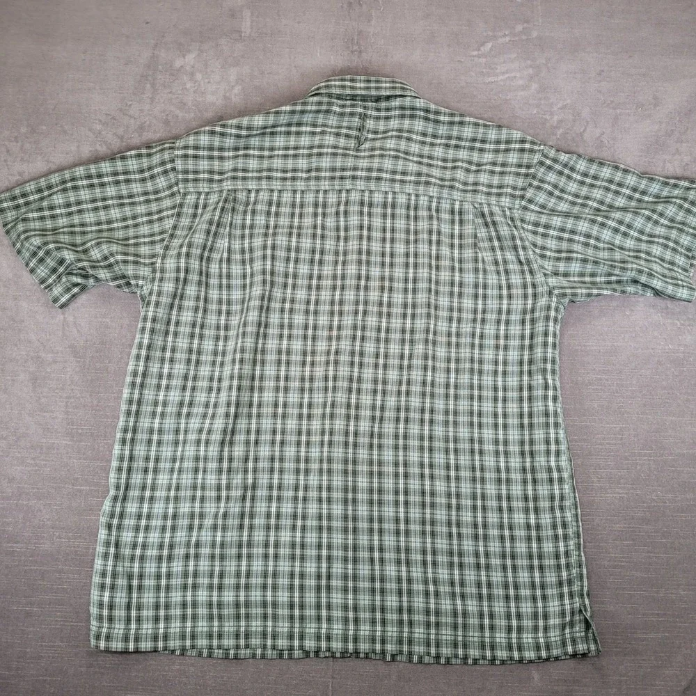 The North Face Mens XL Green Plaid Short Sleeve Button‎ Up Hiking Shirt Modal